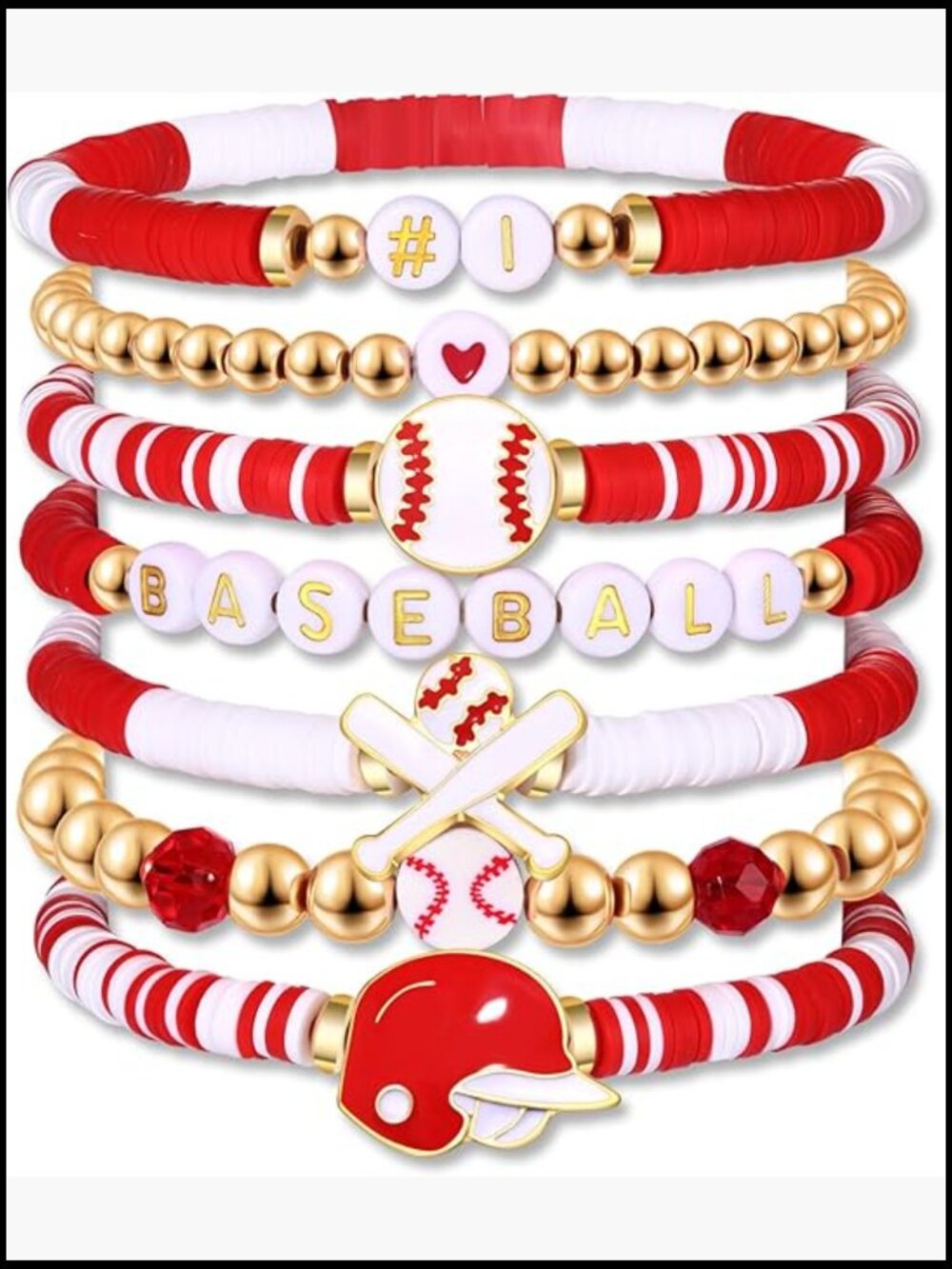 Baseball Bracelet Stack Game Day Charm Preppy Stretch Bracelets Sports Team